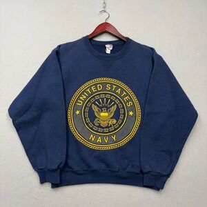 Soffe Sweatshirt Mens Small Navy Blue US Navy Crest Vintage 90s Made in USA